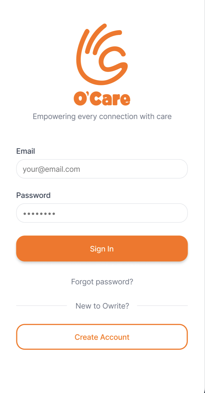 OCARE App Screen